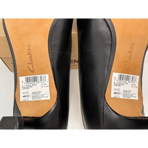 Clarks Linvale Jerica Black Leather Kitten Heel Pumps Women’s US 7.5 Wide New - Picture 7 of 10